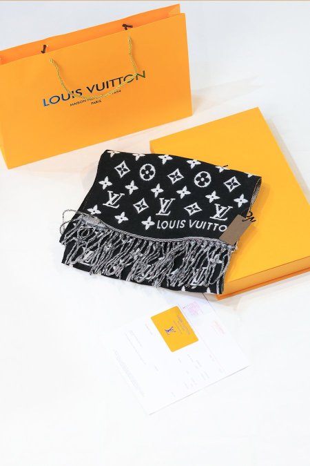 لفحة شتوية - Louis Vuitton / شامل علبة الشركة وكيس - اسود / ابيض